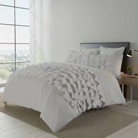 Snug City Ruffle Border Duvet Cover Soft Elegant Bedding Set with Pillowcases in Silver | Size: King