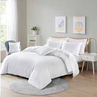 Homes-Linen Plain Dyed Polycotton Duvet Cover Set with Pillowcases in White | Size: Single