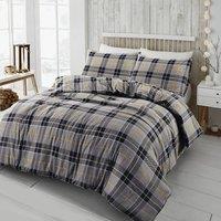 Homes-Linen 100% Brushed Cotton Tartan Flannelette Duvet Cover Set in Grey | Size: Super King