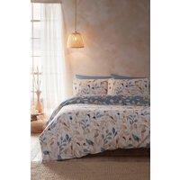 Drift Home 'Anya' All-Over Leaf Print Duvet Cover Set in Blue | Size: Single