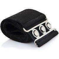 Neel Blue Stretchy Belt with Silver Clip, Retro Cinch Waistband in Black | Size: Medium