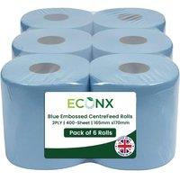 ECONX Blue 2-Ply Centrefeed Embossed Roll 400 Sheet Paper Towel Blue Roll | Size: 12 Pack