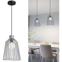 Harper Living Pendant Ceiling Light, Pendant Light Fitting with Cage Shade, Grey