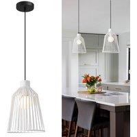 Harper Living Pendant Ceiling Light, Pendant Light Fitting with Cage Shade, White