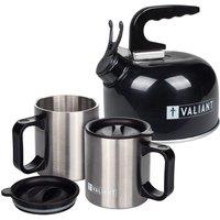 Valiant Camping Kettle & Insulated Mugs in Metallic Silver
