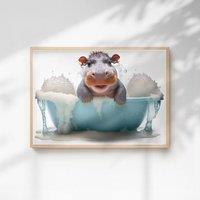 60 SECOND MAKEOVER Baby Hippo Quirky Animal Print | Size: A3
