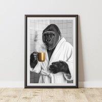 60 SECOND MAKEOVER Gorilla Gold Coffee Cup Quirky Animal Print | Size: A3