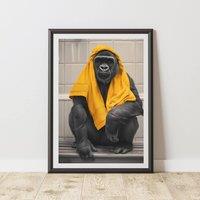 60 SECOND MAKEOVER Gorilla Yellow Towel Quirky Animal Print | Size: A3
