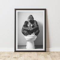 60 SECOND MAKEOVER Gorilla Meditating Toilet Quirky Animal Print | Size: A4