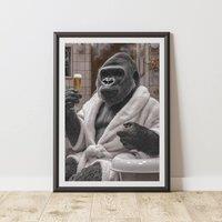 60 SECOND MAKEOVER Gorilla Champagne Quirky Animal Print | Size: A4