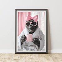 60 SECOND MAKEOVER Gorilla Pink Bow Quirky Animal Print | Size: A4