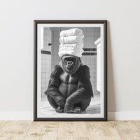60 SECOND MAKEOVER Gorilla Bail Of Towels Quirky Animal Print | Size: A3