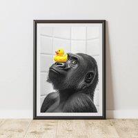 60 SECOND MAKEOVER Gorilla Rubber Duck Nose Quirky Animal Print | Size: A3