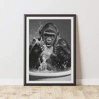 60 SECOND MAKEOVER Gorilla Splashing Quirky Animal Print | Size: A3