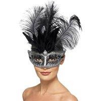 Smiffys Venetian Colombina Eye Mask in Grey