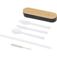 Floso Bamboo Lid Plain Cutlery Set in Black