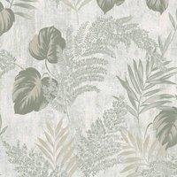 Muriva Phelan Leaf Vinyl Textured Wallpaper in Green