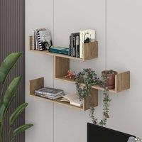 Decortie Tibet' Wall-Mounted Bookcase Display Unit 120cm Wide in Light Brown | Size: 1 Pack