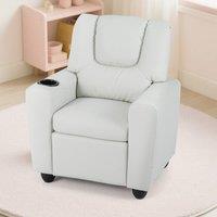 CASART Kids Recliner Chair Adjustable Armchair Sofa PU Leather Lounge Chair in Beige