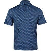 Island Green Men's All Over Geo Print Golf Polo Shirt in Navy | Size: Large