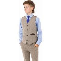 Vivaki Men's 4 Piece Brown Herringbone Tweed Suit | Size: 14-15 Years