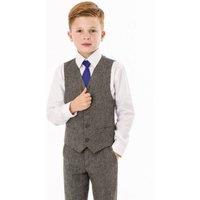 Vivaki Men's 4 Piece Grey Herringbone Tweed Suit | Size: 14-15 Years