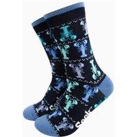 Sock Talk Men's Fair Isle Lobster Bamboo Socks in Navy | Size: 7-11