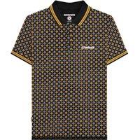 Lambretta Men's Geometric Polo Shirt in Black | Size: Small