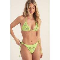 NastyGal Women's Embroidered Triangle Bikini Set in Lime | Size: 12