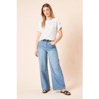 Dorothy Perkins Women's Spot Roll Sleeve Blouse in Mono | Size: 10