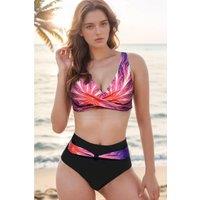 MODISHION Women's Two Piece Swimsuits Bikini Set in Purple | Size: Large