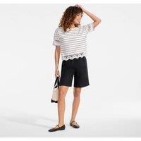 Lands' End Women's Trimmed Pure Slub Cotton Top | Size: 14-16