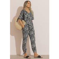 Klass. Women's Printed Tie Hem Cropped Trousers in Black | Size: 16