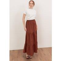 Lovedrobe Women's Shirred Waist Tiered Maxi Skirt Co-Ord in Brown | Size: 8