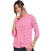 Amber Women's Lightweight Tape Yarn Knit Pointelle Mock Twinset in Bright Pink | Size: 16-18