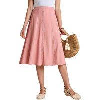 Amber Women's Crinkle Mock Button Fastening Lined Skirt - PullOn Elasticated Waist in Pink | Size: 18R