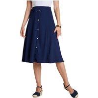 Amber Women's Crinkle Mock Button Fastening Lined Skirt - PullOn Elasticated Waist in Navy | Size: 22S