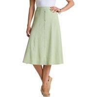Amber Women's Crinkle Mock Button Fastening Lined Skirt - PullOn Elasticated Waist in Light Green | Size: 12S