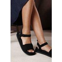Where's That From Women's 'Noriva' Double Strap Velcro Footbed Sandals in Black | Size: 3