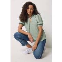 M&Co Women's Tie Neck Frill Sleeve Blouse in Light Green | Size: 10