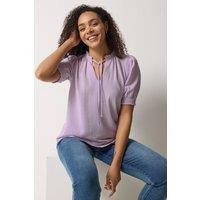 M&Co Women's Tie Neck Frill Sleeve Blouse in Lilac | Size: 12