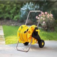 Living and Home 40m Wheeled Garden Hose Reel Cart in Yellow