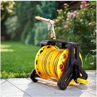 Garden Sanctuary Portable Outdoor Garden Watering Hose Reel Set 35m in Yellow