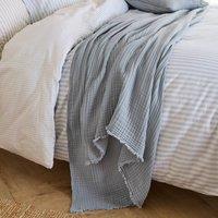 Yard Lark 100% Cotton Muslin Frayed Edge Throw in Pale Blue | Size: 130 cm x 180 cm