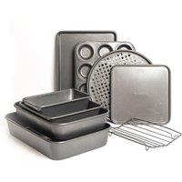 MasterClass 9 Piece Bakeware Set, Including Roasting Pans, Roasting Rack, Baking Trays & Pizza Crisper | Size: Large