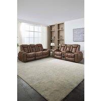 More4Homes Ashton Electric Recliner 2+3 Seater Sofa Set Technology Fabric With Speakers & Usb-C Charging in Brown