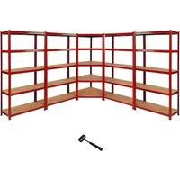 Monstershop Z-Rax 90cm Corner Racking Bundle: Corner Shelving & 4 Garage Racking in Red