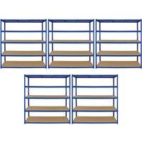 Monstershop Monster Racking T-Rax 5 x Extra Wide Storage Shelves, Blue, 160cm W in Blue