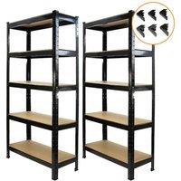 Monstershop 2 x T-RAX Black Metal Racking Units 75cm x 150cm x 30cm with Free Bay | Size: 75 cm x 150 cm x 30 cm