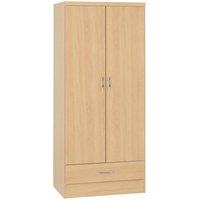 Seconique Nevada 2 Door 1 Drawer Wardrobe in Light Oak